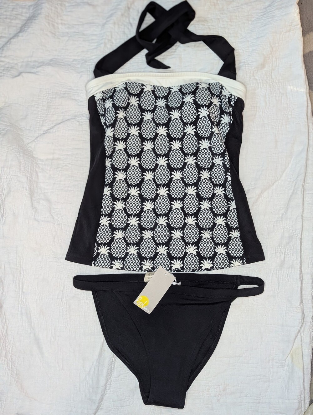 NWT BODEN Pineapple Halter Tankini Top Bikini Bottom Swimsuit Bathing Suit  SZ 6
